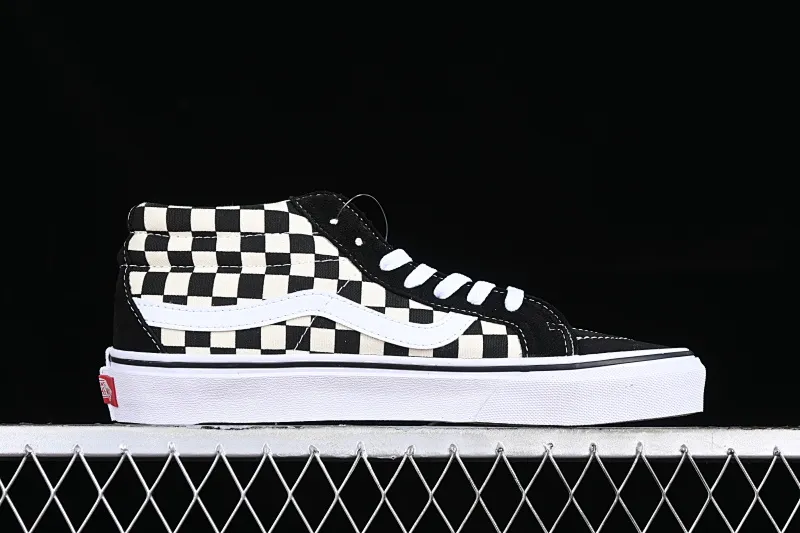 All categories Vans Vans series Vans Mid Vans China Vans Sk8-Mid black and white checkerboard mid-top casual sneakers VN0A391FQXH